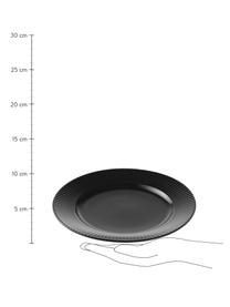 Frühstücksteller Groove mit Rillenstruktur, 4 Stück, Steingut, Schwarz, Ø 21 x H 1 cm