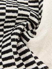 Funda de cojín de algodón con borlas Okiro, 100% algodón, Beige, negro, An 45 x L 45 cm