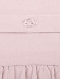 Gewassen katoenen dekbedovertrek Florence met franjes, Weeftechniek: perkal Draaddichtheid 180, Roze, 240 x 220 cm + 2 kussenhoezen 60 x 70 cm