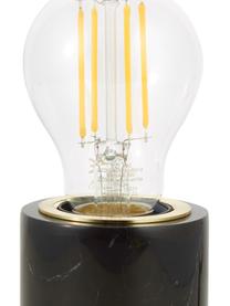 Kleine Tischlampe Siv aus schwarzem Marmor, Lampenfuß: Marmor, Schwarz, marmoriert, Ø 6 x H 10 cm