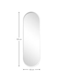 Ovaler Wandspiegel Norm mit Aluminiumrahmen, Rahmen: Aluminium, pulverbeschich, Spiegelfläche: Spiegelglas, Weiß, B 40 x H 130 cm
