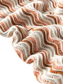 Coperta in cotone a maglia Emilio, 100% cotone, Beige, terracotta, salmone, Larg. 130 x Lung. 170 cm