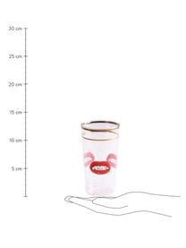 Bicchiere acqua di design Toiletpaper, Labbra rosse con iscrizione, Ø 7 x Alt. 13 cm, 375 ml