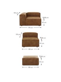Modulares Sofa Lennon (4-Sitzer) aus recyceltem Leder mit Hocker, Bezug: Recyceltes Leder (70% Led, Gestell: Massives Kiefernholz, FSC, Leder Braun, B 327 x T 207 cm