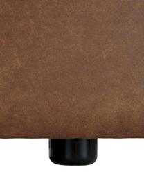 Divano componibile 4 posti in pelle riciclata con poggiapiedi Lennon, Rivestimento: pelle riciclata (70% pell, Struttura: legno di pino massiccio, , Piedini: plastica, Pelle marrone, Larg. 327 x Prof. 207 cm
