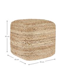 Handgemaakte poef Bono van jute, Bekleding: jute, Bruin, B 45 x H 45 cm