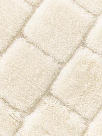 Handgewebter Teppich Adley mit Hoch-Tief-Struktur, 78 % Wolle, 20 % Baumwolle, 2 % Polyester

Bei Wollteppichen können sich in den ersten Wochen der Nutzung Fasern lösen, dies reduziert sich durch den täglichen Gebrauch und die Flusenbildung geht zurück., Cremeweiß, B 80 x L 150 cm (Größe XS)