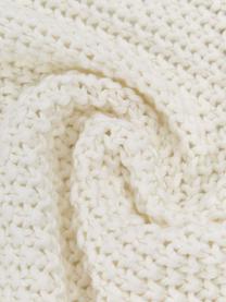Strickdecke Molly mit Pompoms in Cremeweiß, 100% Baumwolle, Cremeweiß, B 130 x L 170 cm