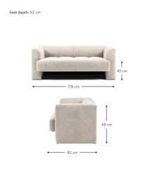 Sofa Bobi (2-Sitzer), Bezug: 88 % Polyester, 12 % Nylo, Gestell: Massives Kiefernholz, Webstoff Cremeweiß, B 178 x T 82 cm