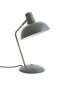 Lampa biurkowa w stylu retro Hood, Lampa: zielony, złoty Klosz wewnątrz: biały, S 20 x W 38 cm