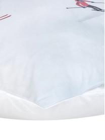 Designer Baumwollperkal-Kopfkissenbezüge Ski von Kera Till, 2 Stück, Webart: Perkal Fadendichte 180 TC, Hellblau, B 40 x L 80 cm