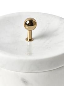 Marmor-Schmuckkästchen Selina mit Deckel, Marmor,Metall, Weiß, marmoriert, Gold, Ø 15 x H 11 cm