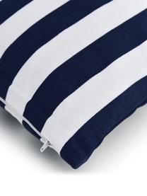 Housse de coussin rayures bleu foncé Timon, 100 % coton, Bleu foncé, blanc, larg. 50 x long. 50 cm