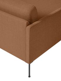 Kleines Ecksofa Fluente mit Metall-Füßen, Bezug: 100 % Polyester Der strap, Gestell: Massives Kiefernholz, FSC, Füße: Metall, pulverbeschichtet, Webstoff Nougat, B 198 x T 152 cm, Eckteil links