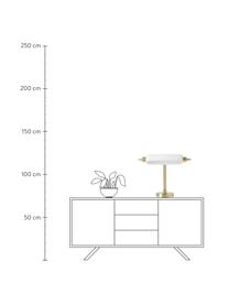 Lámpara de mesa LED Tate, Pantalla: vidrio opalino, Anclaje: metal latón, Cable: plástico, Dorado, blanco, An 44 x Al 51 cm