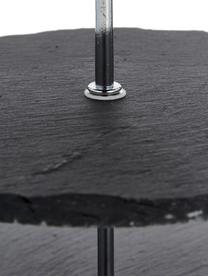 Etagère Cooper met leistenen plateaus, Plateaus: leisteen, Frame: verchroomd metaal, Zwart, chroomkleurig, Ø 30 x H 31 cm