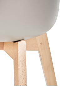 Sedia in plastica con gambe in legno Dave 2 pz, Seduta: materiale sintetico, Gambe: legno di faggio, Greige, legno di faggio, Larg. 46 x Alt. 52 cm