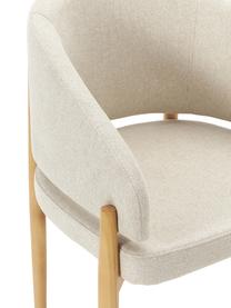 Armlehnstuhl Nemo mit gepolsterter Sitzfläche, Bezug: Polyester Der hochwertige, Gestell: Eschenholz, Webstoff Beige, Helles Eschenholz, B 61 x H 81 cm
