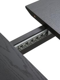 Mesa de comedor extensible Fenwood, 180-260 x 90 cm, Tablero: tablero de fibras de dens, Patas: madera de roble maciza to, Negro, latón, An 180 - 260 x F 90 cm