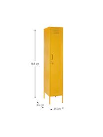 Petite armoire Skinny, Métal, enduit, Jaune moutarde, larg. 35 x haut. 183 cm