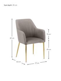 Samt-Armlehnstuhl Ava, Bezug: Samt (100 % Polyester) De, Beine: Metall, galvanisiert, Samt Taupe, B 57 x T 63 cm