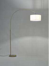 Lampada grande ad arco color ottone-beige Niels, Base della lampada: metallo spazzolato, Paralume: lino, Ottone, beige, Ø 50 x Alt. 218 cm