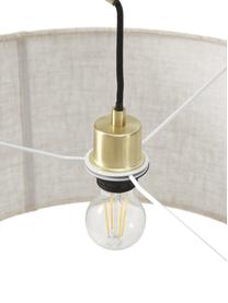 Lampada grande ad arco color ottone-beige Niels, Base della lampada: metallo spazzolato, Paralume: lino, Ottone, beige, Ø 50 x Alt. 218 cm