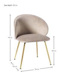 Krzesło tapicerowane z aksamitu Luisa, 2 szt., Tapicerka: aksamit (100% poliester) , Nogi: metal malowany proszkowo, Taupe aksamit, odcienie złotego, S 59 x G 58 cm
