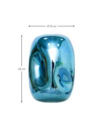 Vase design Gorgi, Verre, galvanisé, Bleu, Ø 15 x haut. 22 cm