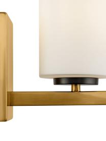 Nástenná lampa zo skla Fortano, Biela, mosadzné odtiene, H 19 x V 31 cm