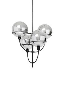 Grote hanglamp Lantern, Baldakijn: gepoedercoat metaal, Chroomkleurig, zwart, Ø 68 x H 120 cm