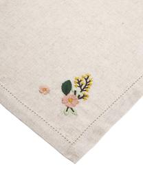 Serviettes de table à motif floral Argo, 4 pièces, 75 % coton, 25 % lin, Beige, motif floral, larg. 40 x long. 40 cm
