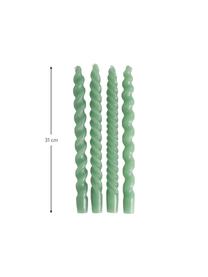 Velas candelabro Spiral, 4 uds., Cera, Verde, Ø 2,5 x Al 31 cm