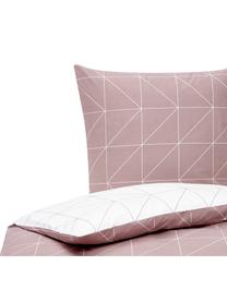 Baumwoll-Wendebettwäsche Marla mit grafischem Muster, Webart: Renforcé Fadendichte 144 , Altrosa, Weiß, 135 x 200 cm + 1 Kissen 80 x 80 cm