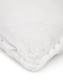 Handgemachte Grobstrick-Kissenhülle Adyna in Weiß, 100% Polyacryl, Weiß, B 30 x L 50 cm