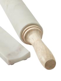 Marmor-Nudelholz mit Auflage Aimil, Griffe: Holz, Weiß, marmoriert, Holz, Ø 7 x L 41 cm