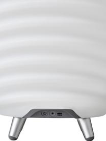 Mobiele dimbare LED tuinlamp Synergy S met luidspreker en flessenkoeler, Lampenkap: kunststof, Decoratie: geborsteld aluminium, Wit, bruin, Ø 32 x H 56 cm