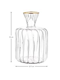 Vaso piccolo in vetro con bordo dorato Plinn, Vetro, Trasparente con bordo oro, Ø 7 x Alt. 10 cm