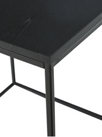 Marmor-Beistelltisch Alys, Tischplatte: Marmor, Gestell: Metall, pulverbeschichtet, Schwarzer Marmor, Schwarz, 45 x 50 cm
