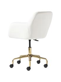 Chaise de bureau en velours Lucie, Velours blanc crème, couleur dorée, larg. 57 x prof. 57 cm