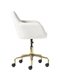 Krzesło biurowe z aksamitu Lucie, Tapicerka: 100% poliester (aksamit) , Nogi: metal malowany proszkowo, Kremowobiały aksamit, odcienie złotego, S 57 x G 57 cm