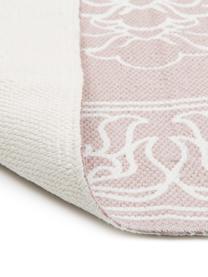 Tappeto in cotone fantasia tessuto a mano con nappe Salima, 100% cotone, Rosa, bianco crema, Larg. 120 x Lung. 180 cm (taglia S)