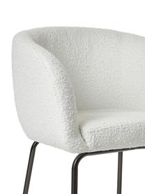 Sedia con braccioli in bouclé Alani 2 pz, Rivestimento: 100% poliestere Con 10.00, Gambe: metallo verniciato a polv, Bouclé bianco, Larg. 58 x Alt. 78 cm