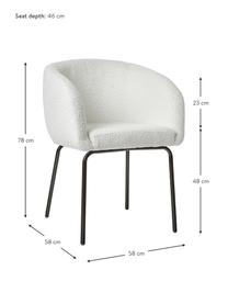 Bouclé fauteuils Alani, 2 stuks, Bekleding: 100 % polyester Met 10.00, Poten: gepoedercoat metaalkleuri, Bouclé wit, B 58 x H 78 cm