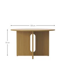 Mesa de comedor redonda en roble Androgyne, tamaños diferentes, Tablero de fibras de densidad media (MDF) con chapado de roble, Madera clara, Ø 120 x Al 73 cm