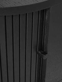 Ścienna szafka nocna z ryflowanym frontem Calary, Korpus: płyta pilśniowa średniej , Drewno naturalne lakierowane na czarno, S 40 x W 30 cm