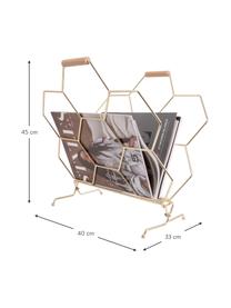 Tijdschriftenhouder Honeycomb, Handvatten: hout, Messingkleurig, houtkleurig, B 40 cm x H 45 cm