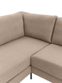 Rozkładana sofa narożna z metalowymi nogami Luna, Tapicerka: 100% poliester, certyfika, Stelaż: lite drewno bukowe, drewn, Nogi: metal galwanizowany, Brązowa tkanina, S 270 x G 184 cm, lewostronna