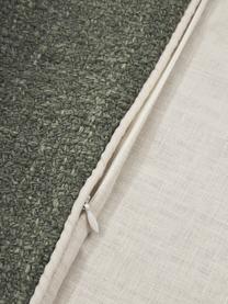 Funda de cojín en tejido bouclé Aya, Parte delantera: tejido bouclé (90% poliés, Parte trasera: 100% lino, Verde, An 45 x L 45 cm