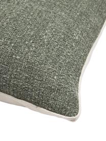 Funda de cojín en tejido bouclé Aya, Parte delantera: tejido bouclé (90% poliés, Parte trasera: 100% lino, Verde, An 45 x L 45 cm